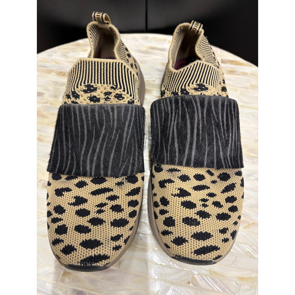 Mark Nason Los Angeles A-Line Leopard Print Slip On Sneakers Tan Black 7 37